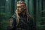 Placeholder: photorealistic hyperdetailed portait of 20-year-old german male, as mercenary with long blonde undercut hair, tribal tattoos and neatly trimmed beard wearing modern mercenary uniform dark fantasy forest backdrop