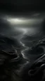 Placeholder: ,surrealism of the dark of a nightmare ten miles high and six foot deep, hyper photorealistic, hyper detailed dark art color, high resolution, fog, octane render, tilt shift, HDRI Environment, all pictures dark gray, a curved dark in shape stone.