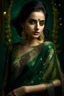 Placeholder: A stunningly enchanting woman with dark green eyes, draped in a shimmery green chiffon saree adorned with sparkling golden yellow sequins forming intricate floral patterns. The image is a photograph capturing the luxurious elegance and beauty of the subject. Every detail shines with a luminous allure, showcasing the impeccable craftsmanship and opulent design of the attire. The overall aesthetic exudes a sense of enchantment and sophistication, making it a truly mesmerizing piece of art.