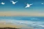 Placeholder: seagulls flying over the sea in the evening, oil painting deviant art wallpaper