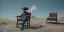 Placeholder: cowboy sitting in a chair and smoking a cigarette