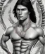 Placeholder: native american warrior, long black hair, big muscles, magic crystal neckless , shirtless