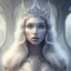 Placeholder: portrait of the most gorgeous, stunning, beautiful ice goddess and large wolf, intricate crystal ice crown, large wolf, 8k resolution, high-quality, fine-detail, ornate, digital art, detailed matte, volumetric lighting, brian froud, howard lyon, selina french, annie stokes, lisa parker, greg rutowski,