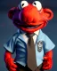 Placeholder: Realistic image, hybrid formed by simple Elmo muppet head and real human body, human arms and hands, Shirt and tie, concept art, smooth, unreal engine 5, god lights, ray tracing, RTX, lumen lighting, ultra detail, volumetric lighting, 3d, finely drawn, high definition, 4k.