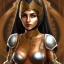 Placeholder: arab female warrior sexy cleavage dark eyes ornate metal armour silks