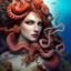 Placeholder: high-quality, fine-detail portrait of gorgeous, stunning goddess with octopus as hair, coral reef exoskeleton, underwater, 8k resolution, 3D octane render, intricate, digital art, detailed matte, volumetric lighting, George Grie, Anne Dittman, Anne Stokes, Lisa Parker, Selina French,