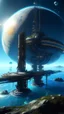 Placeholder: sci fi planet, space station, ocean