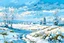 Placeholder: beautiful snow-covered field, paint style