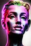 Placeholder: Ultra Realistic image, portrait, blonde woman, Marylin Monroe face, perfect iris, glow eyes, glow makeup. Cyborg, Cyberpunk, ex machina style, oversized tight latex dress. fog, rain, soft color, highly detailed, unreal engine 5, ray tracing, RTX, lumen lighting, ultra detail, volumetric lighting, 3d, finely drawn, high definition, high resolution.