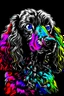 Placeholder: A striking digital artwork features a vibrant Poodle dog in a vector illustration style. The dog captivates with its colorful presence against a sleek black background. The artist skillfully chooses a suitable color palette to enhance the overall impact, resulting in a visually stunning phone wallpaper. The image showcases intricate details, including the dog's expressive eyes, glossy fur, and the play of light and shadows on its graceful form. This high-quality illustration exemplifies the arti