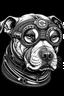 Placeholder: Steampunk Pitbull portrait, American Bully, faun champagne tri-colour, Steampunk googles, Line art, think the line, colouring book, black and white