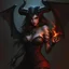 Placeholder: female demon, dark fantasy, realism, stylised, fantasy, mystery