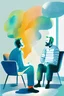 Placeholder: Person in therapy, talking with his terapista digital illustration color full with white backgound