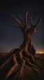 Placeholder: Ugly , Evil hands on an old willow tree in the dark desert
