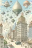 Placeholder: a futeristic city with flying cars and humans walking on air and lifts magicaly going up and down and skyscrapers. Homes in the air