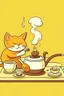 Placeholder: Cat brewing tea cartoon
