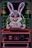 Placeholder: Neon sign of the easter bunny playing a video game console