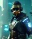 Placeholder: A badass wearing a broken mask, full body, atmospheric, realistic, unreal engine, cinematic lighting, octane render, cyberpunk city background