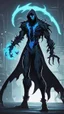 Placeholder: Mix between venom symbiote and Reaper in solo leveling shadow style with neon glowing blue