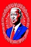Placeholder: president joe biden in style of shepard fairy obama poster style red colour stencil