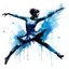 Placeholder: Long shot silhouette of figure skater in mid-air performing a triple axel, textured Speed paint with large rough brush strokes, watercolor, heavy paint splatter, by Carne Griffiths, by Russ Mills, kinetic impressionism, masterpiece, particles, by Renoir, fine art, blue tones, dramatic, romantic