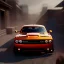 Placeholder: 3d rendering. Miniature, Diacast 2019 dodge Challenger toy, racing background, Lost in Time, cinematic lighting, hyper realistic