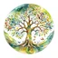 Placeholder: Tree of life in perfect circle , watercolor , white background