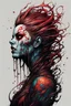 Placeholder: highly detailed full color concept illustration of ravenous female Brujah character , maximalist, sharp focus, highest resolution, in the styles of Alex Pardee, Denis Forkas , and Masahiro Ito, boldly inked, 8k, coarse, gritty textures