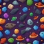 Placeholder: cartoon asteroids