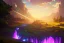 Placeholder: golden waterfall falling from clouds into meadow,epic, hyper detailed, digital painting, elegant, centered, detailed, neon signs, 8k, shining, heaven, many happy people, dampf,