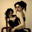 Placeholder: Breathtaking arab 30 years old woman with pale skin she is sitting on an old chair and has a tiny tanktop from the waist up, she has long black curly hair, petite figure, wide hips, prominent nose, thick lips, she has just been slapped around, by Egon Schiele, gustave dore, david mann, retro vintage style, hd photography, hyperrealism, graphite pencil drawing, realistic, natural, b&w illustration, fine art, beautiful watercolor painting, realistic, detailed, by olga shvartsur, svetlana novikova