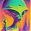 Placeholder: Psychedelic Alien Art, chromatic aberration, retrofuturism, vintage sci-fi illustration, weird space alien print, surrealist french art, eerie, 70s sci-fi art, creepy cutout style , watercolors, pulp fiction art style