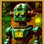 Placeholder: 90's TCG art retro scifi art of a time travel clock robot