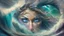 Placeholder: Gorgeous woman surfing in the eye of the storm