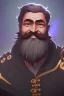 Placeholder: Medieval Fantasy Bearded strong man wearing a thick fur-lined merchant's coat, wearing gold rings, divine, halo, happy smiling, portrait, high definition, realistic, long hair, dynamic lighting, volumetric lighting, mustache, blond