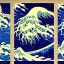 Placeholder: An astronaut floating in space surrounded by a halo of glowing jellyfish, done in the style of Hokusai's The Great Wave off Kanagawa