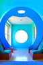 Placeholder: Gallery of blue wall paintings and oval walls