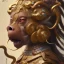 Placeholder: Sango fantasy, fantasy magic, intricate, sharp focus, illustration, highly detailed, digital painting, concept art, matte, art germ and Paul Lewin and Kehinde Wiley, masterpiece black Boar head bronze monkey Asian African girl nice breast Hawaiian hair turquoise golden waves