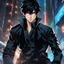 Placeholder: (masterpiece), (anime style), award-winning, close-up, centered, Instagram-friendly, looking towards camera, dynamic pose, messy black hair, catman, blue eyes, intricate modern background, dynamic lighting, depth of field, ultra detailed, (epic composition, epic proportion), 2D illustration, professional work, black clothing