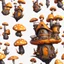 Placeholder: A funny floating mushroom house in space. neutral colors, black orange yellow, Detailed gloss Painting, rich color, fantastical, intricate detail, splash screen, hyperdetailed, insane depth, concept art, 8k resolution, trending on Artstation, Unreal Engine 5, color depth, dynamic lighting, splash art, dramatic, masterpiece, excellent quality beautiful Imaginative, unique,