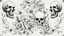 Placeholder: tracery of flowers and skulls, black and white, Maximum minimalism