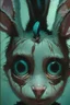 Placeholder: Mr. Nightmare bunny,cute, big eyes, reflection in eyes, magical,whole body, Art by Norman Rockwell, digital art, trending on artstation, high contrast, deep color, magical, beautiful