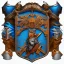 Placeholder: square coat of arms of a troglodyte city in the moutains, very detailed