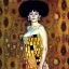 Placeholder: Retrato de cuerpo entero de una mujer bella vestida estilo de Gustav Klimt