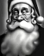 Placeholder: Putin as Santa Claus pencil and charcoal sketch Christmas portrait black background