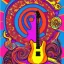 Placeholder: PEACE electric guitar psychedelic hippie trippy acid LSD PEACE GUITAR peacesign ART LIKE '60s Pop Artist Peter Max 69