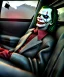 Placeholder: Ultra realistic back seat of limousine image, wide angle view, homeless men and woman, joker style, grunge clothing, hair, smoke, smile, soft color, highly detailed, unreal engine 5, ray tracing, RTX, lumen lighting, ultra detail, volumetric lighting, 3d, finely drawn, high definition, high resolution.