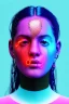 Placeholder: Ultra Realistic image, Rosalía artist, waist up portrait, black eye line, sweet angry face , gold, blue, pop style, pink spray line make up, geometric, led lights, neon, rings piercing, led ornament, fog, bubble latex coat, vibrant color, highly detailed, art stations, concept art, smooth, unreal engine 5, god rays, ray tracing, RTX, lumen lighting, ultra detail, volumetric lighting, 3d, finely drawn, high definition, high resolution.