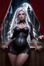 Placeholder: super beauty woman, cute big bubs, no wear, nice body, white long haired, gothic style, milf, rude mode, stay into a dark castle, moonlight on window, red courtain, high resolution image, intrincate details, view front