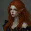 Placeholder: a pretty fantasy woman, young, ginger hair, dark fantasy art
